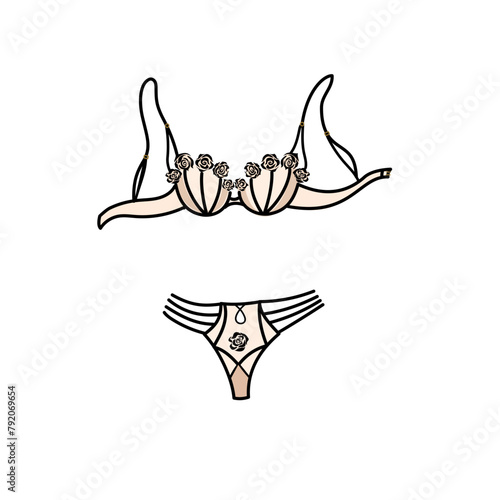 Decorative lingerie set.  Vector illustration on white background.
