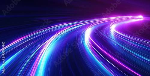 Abstract background with glowing light lines and neon lines on a dark background. Concept of speed or motion.