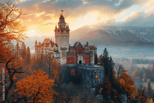 European Medieval Castle, Generative AI photo