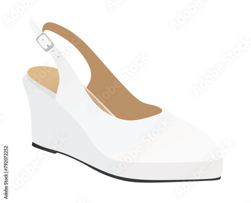White high  heel sandal. vector illustration