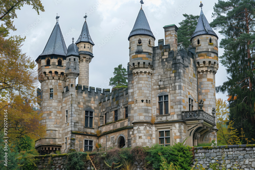 Fototapeta premium European Medieval Castle, Generative AI