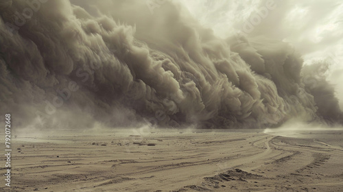 A very large cloud of smoke billowing up into the sky, creating a dense and ominous presence in the atmosphere