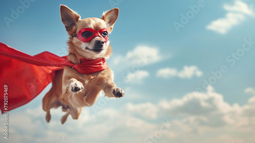 dog with red cloak, superhero dog