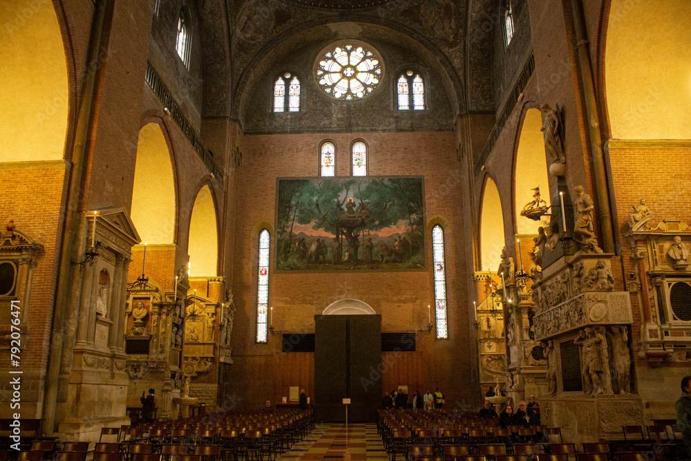 Interior of the church of St Antonio. Basilica of Saint Anthony in Padua, Veneto region in Italy. Catholic church in Italian city. Touristic sight seeing in Europe.