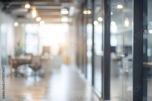 Abstract blurred office interior room. blurry working space with defocused effect. use for background or backdrop in business concept photo