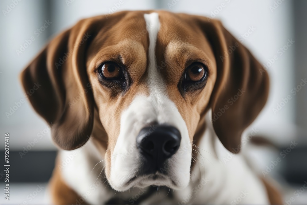 'beagle isolated white head dog adorable animal attentive background beautiful breed brown closeup cute doggy domestic front indoor looking mammal nice1 pet puppy purebred shot snout studio sad top'