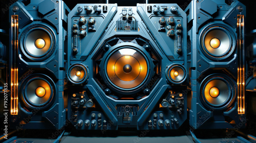 A hyper-technological DJ cover symbolizes the heart of TECHNO music, illustrating the art of mixing and the energy of music scenes designed for the creation of music playlists. Ai generated A hyper-technological DJ cover symbolizes the heart of TECHNO music, illustrating the art of mixing and the energy of music scenes designed for the creation of music playlists. Ai generated
