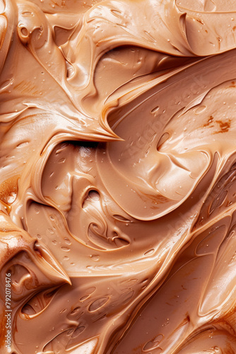 Rich Brown Chocolate Ice Cream Close-Up