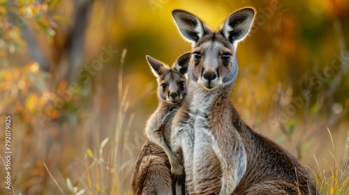 kangaroo mother with her child photo