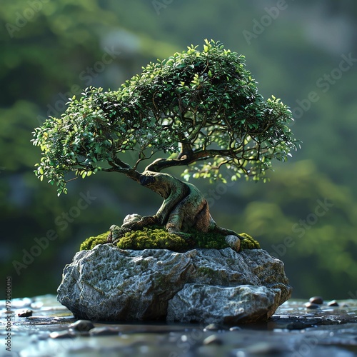 bonsai on rock
