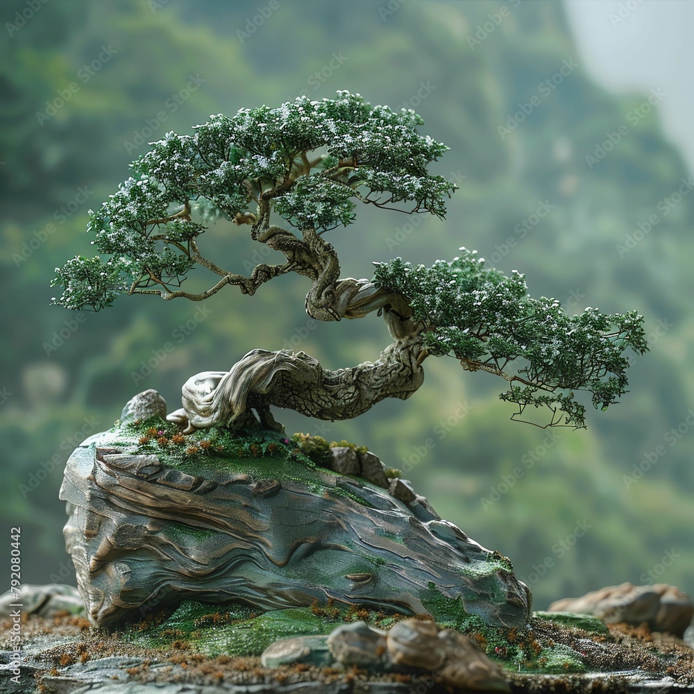 Fototapeta premium bonsai tree on the rocks