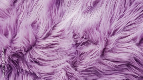 A top view of the lavender fur texture of a smooth, luxurious surface with shiny reflections as the light falls on it. Texture of lilac fur threads with a soft surface.