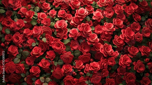 A stunningly rich sea of red roses creating a romantic and luxurious backdrop, perfect for expressing deep love and passion in artistic imagery