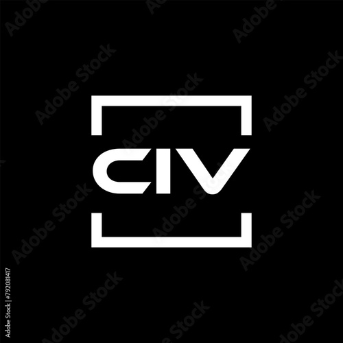 Initial letter CIV logo design. CIV logo design inside square.