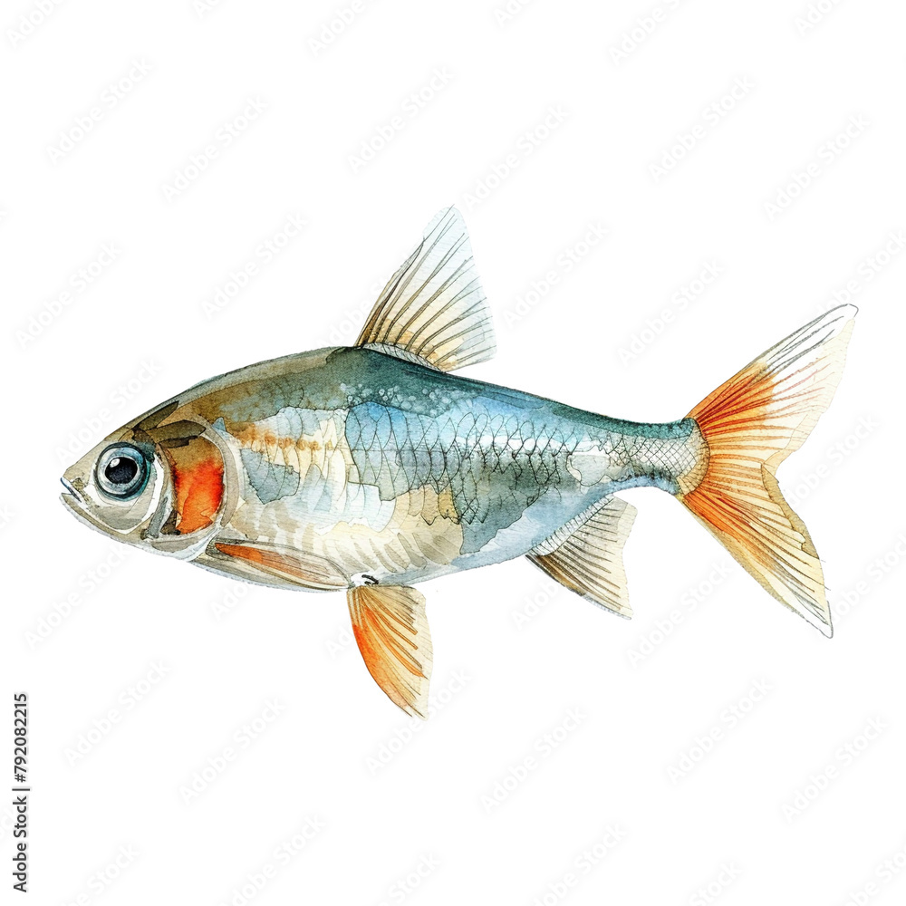 A fish with orange fins swimming in the water A fish with orange fins swimming in the water
