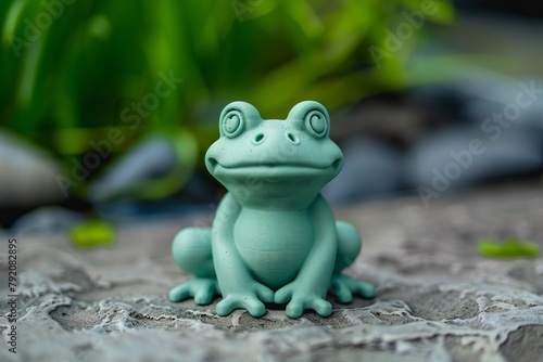 Cute green frog made with the 3D printer © viktorbond