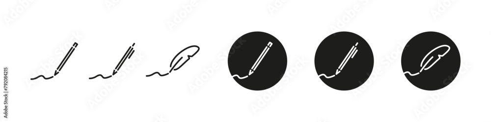 Writing vector icon set. Pen, pencil and feather write icons. Typing concept vector symbol. Writing vector icon set. Pen, pencil and feather write icons. Typing concept vector symbol.