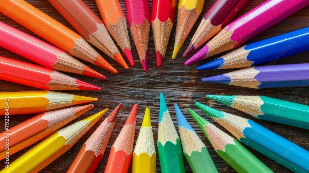 Colored Pencils Arranged in a Circle Colored Pencils Arranged in a Circle