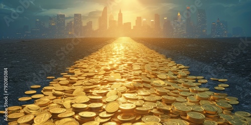 Golden path for success 🌟🛤️ Charting the journey of triumph with determination and ambition. Shine bright, success awaits! photo