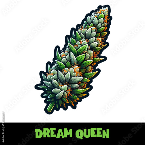 Vector Illustrated Dream Queen Cannabis Bud Strain Cartoon
 (ID: 792086077)