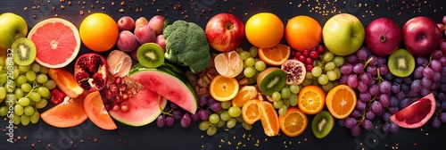 Colorful Fruits  Vegetables Rainbow  Gradient Background  Closeup Shot  Intricate Details