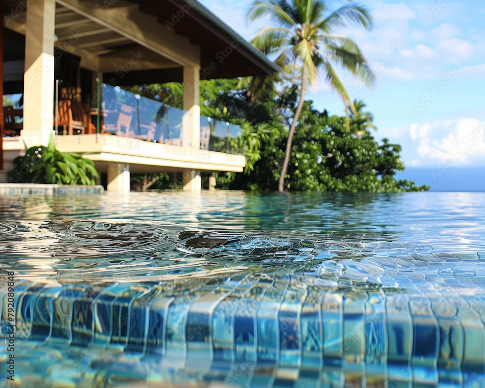 Fototapeta premium Infinity pool overlooking the ocean.