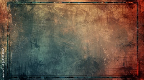 Green / Blue and copper-toned grungy frame with a weathered texture.