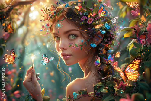 Fairy Princess Pixie Elf Magical Fantasy Romantic Fairytale Beautiful Colors Enchanted Forest © mexitographer