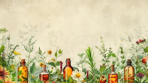 banner background National Herbalist Day theme, and wide copy space, herbal medicine, A herbalist's workshop with drying racks, herb bundles hanging, and tools of the trade, for banner, UHD image