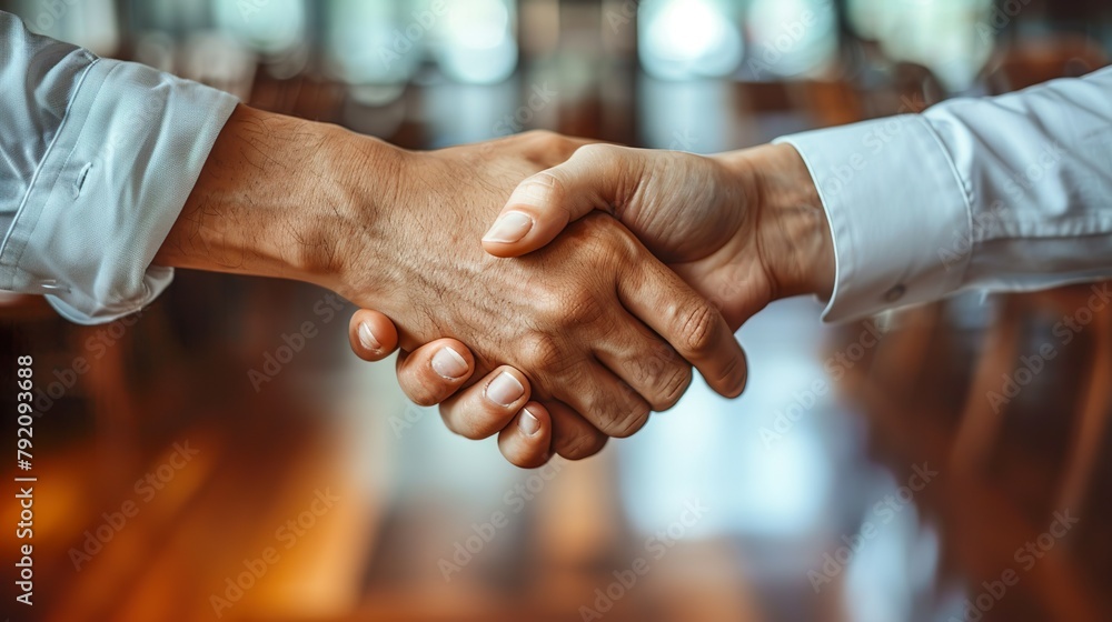 Handshake between two professionals made with Ai generative technology Handshake between two professionals made with Ai generative technology