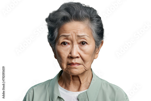 Close up of a worried old chinese woman