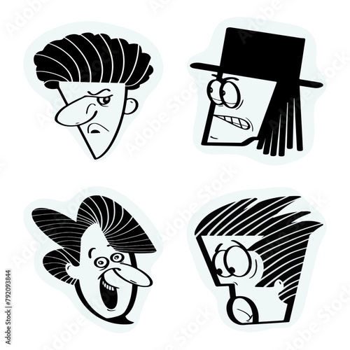 hand drawn set of face expression