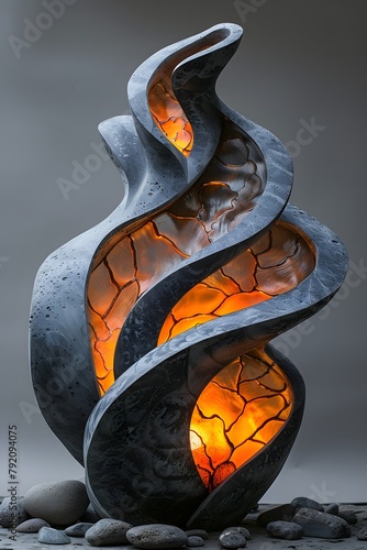 a sculpture of a glowing flame