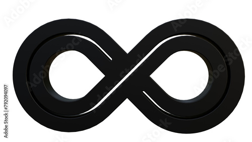 Infinity symbol 3d render isolated, black infinity icon 3d render isolated, infinity symbol isolated 