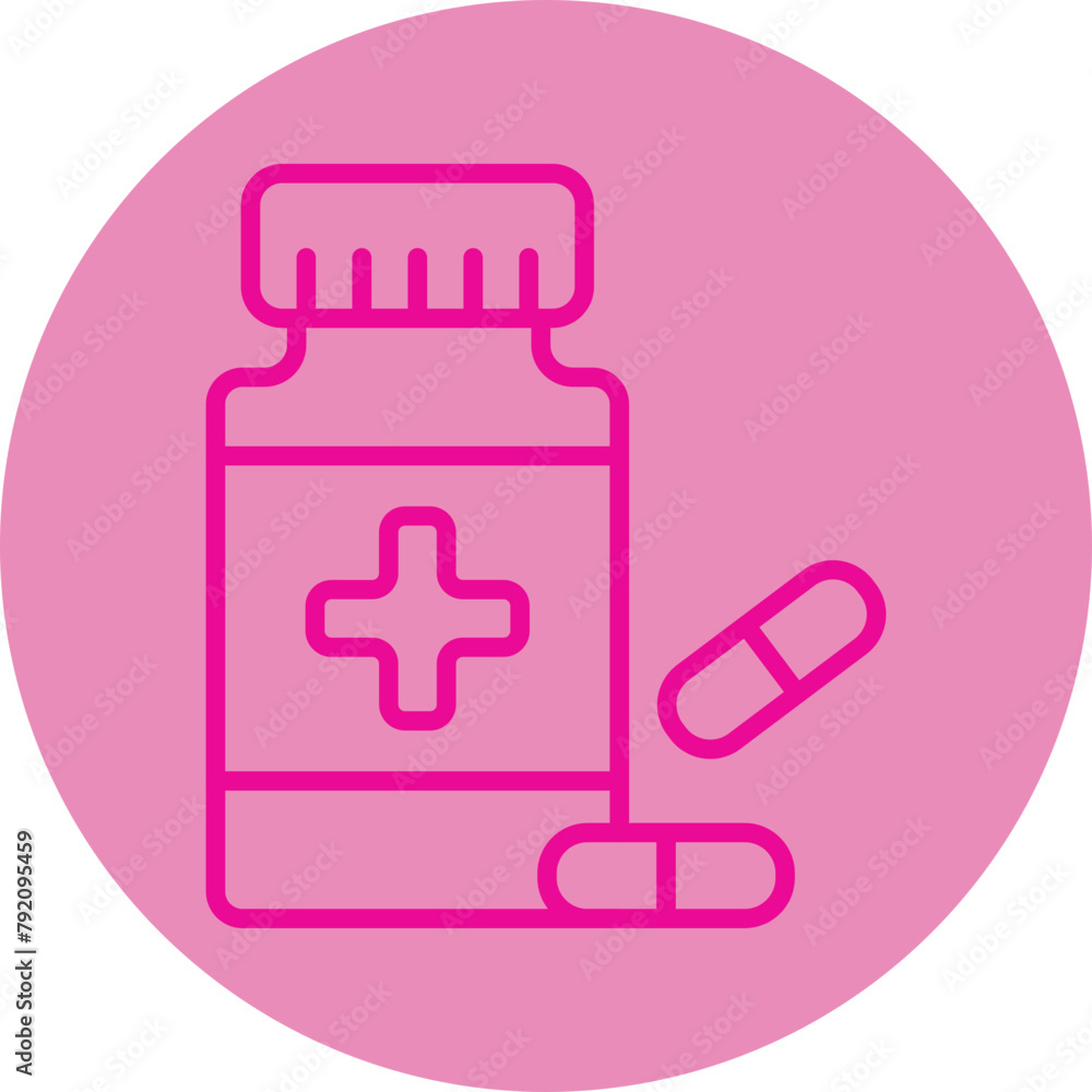 Antibiotic Pink Line Circle Icon Antibiotic Pink Line Circle Icon