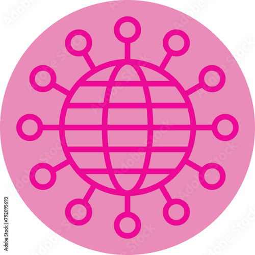 Global Infrastructure Pink Line Circle Icon photo