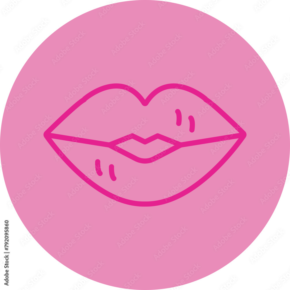 Lips Pink Line Circle Icon Lips Pink Line Circle Icon