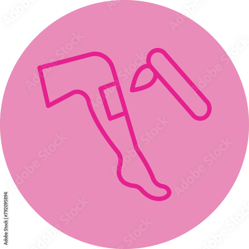 Depilation Pink Line Circle Icon