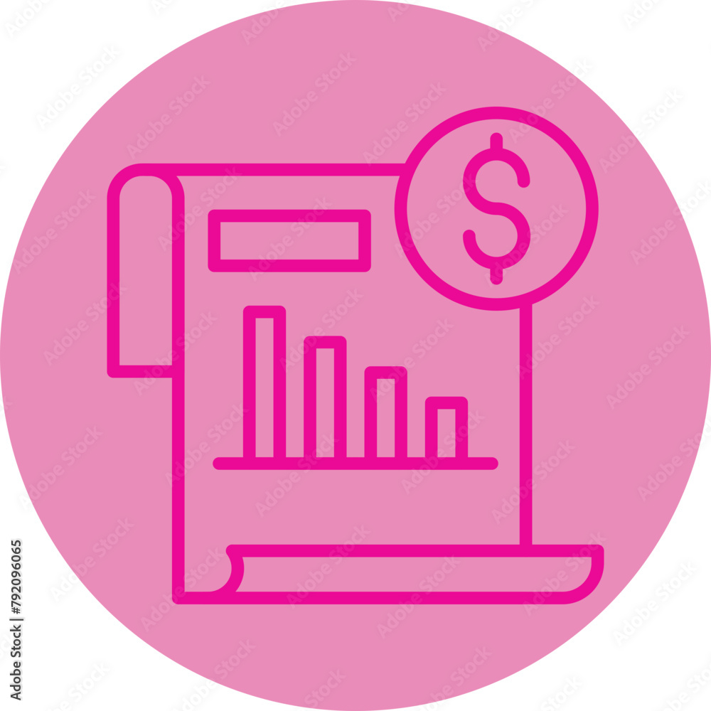 Financial Document Pink Line Circle Icon Financial Document Pink Line Circle Icon