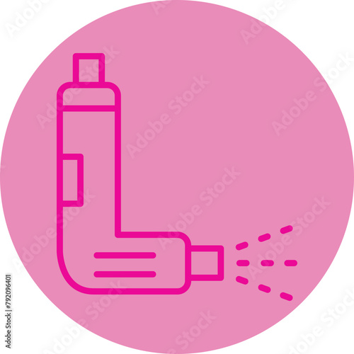 Inhaler Pink Line Circle Icon