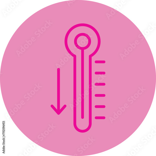 Thermometer Pink Line Circle Icon