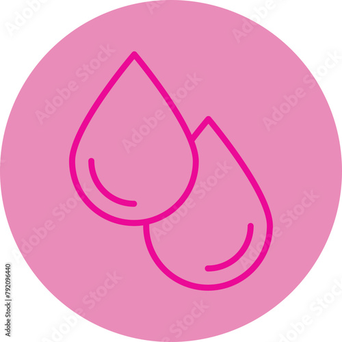 Blood Drop Pink Line Circle Icon