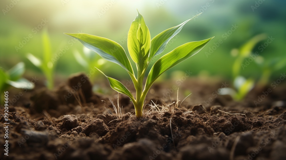 cultivated corn field, earth day concept, plant in the ground, green world. cultivated corn field, earth day concept, plant in the ground, green world.