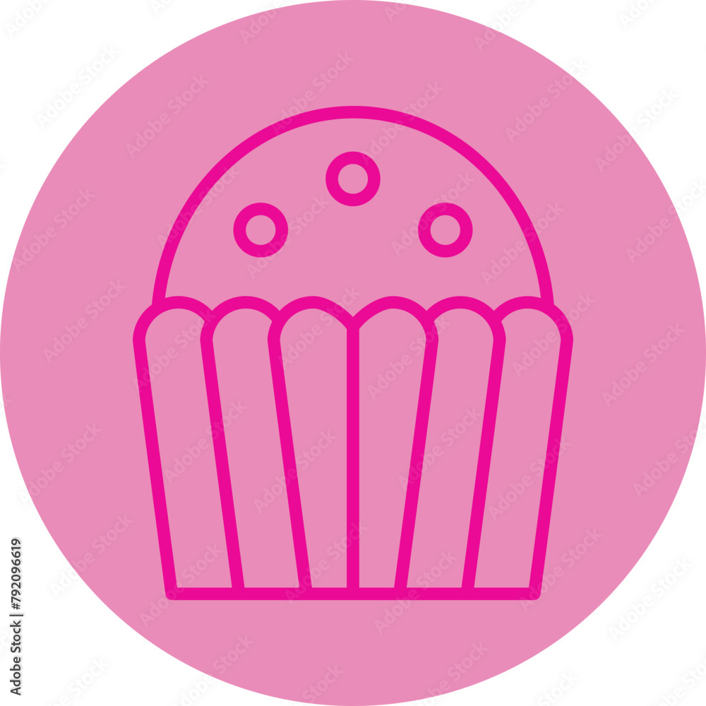 Cupcake Pink Line Circle Icon