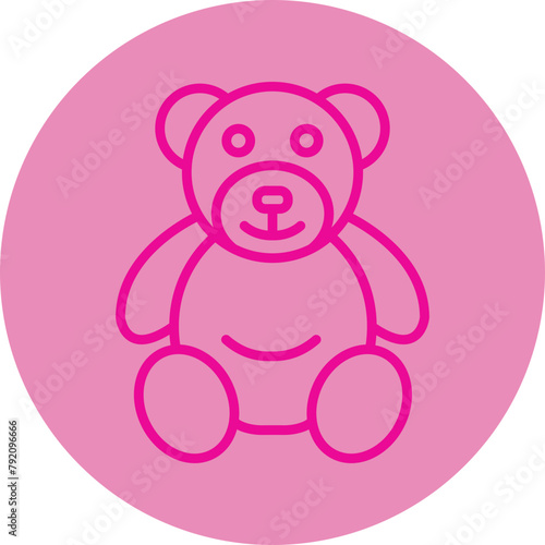 Bear Pink Line Circle Icon