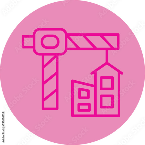 Construction Pink Line Circle Icon