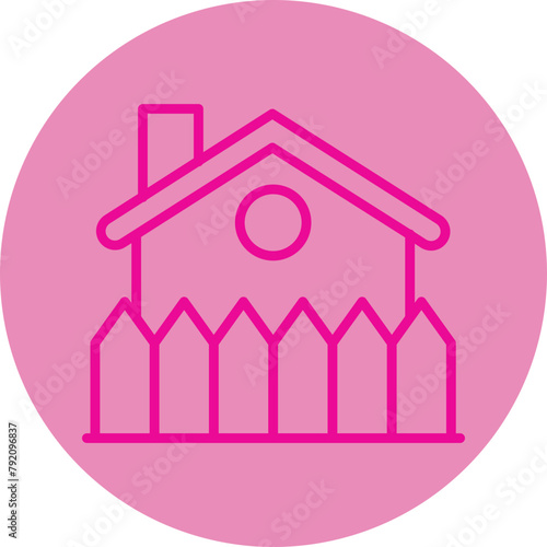 Fence Pink Line Circle Icon