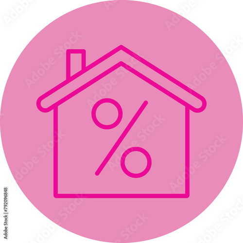 Discount Pink Line Circle Icon