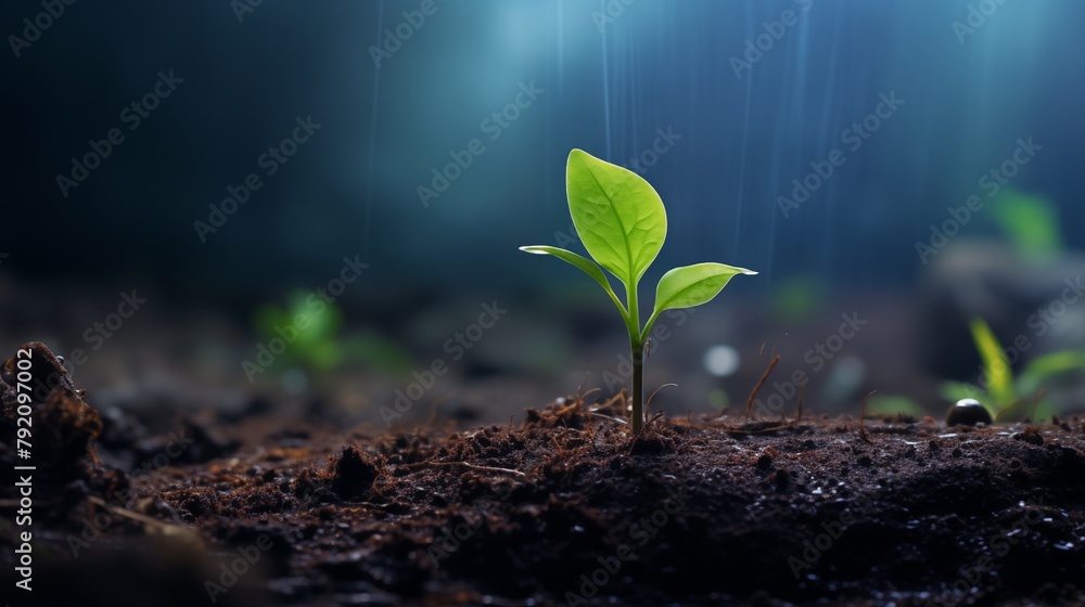 Fototapeta premium delicate young plant growing from soil