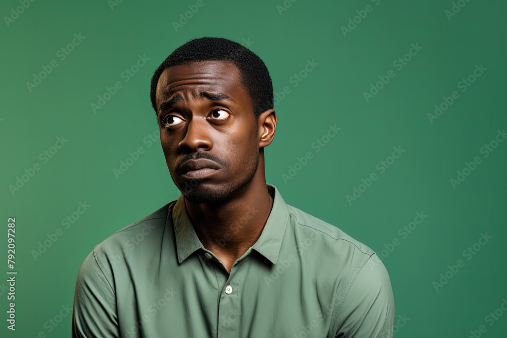 Fototapeta premium Close up of a worried african man